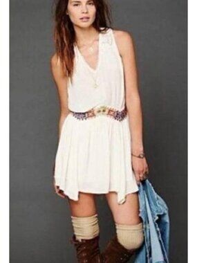NWT Free People Embroidered Mini Dress| Boho Coastal Cowgirl Poetcore Whimsigoth